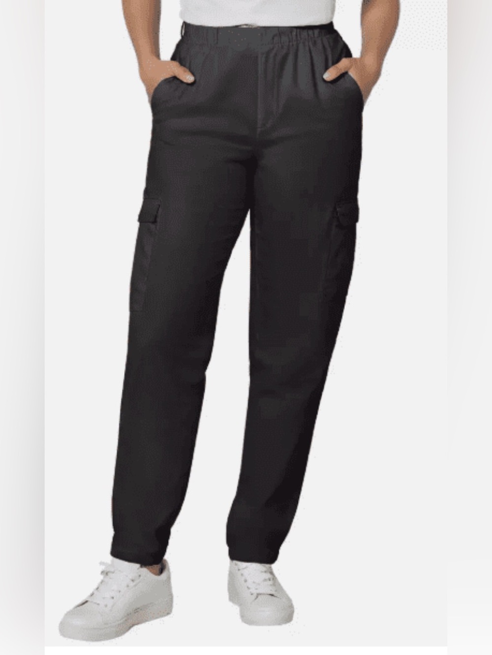 GAP Black Twill Cargo Pants with Elastic Waist Black Medium